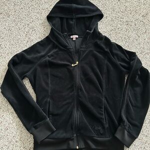 Juicy Couture Black Velour Hoodie with Gold Details